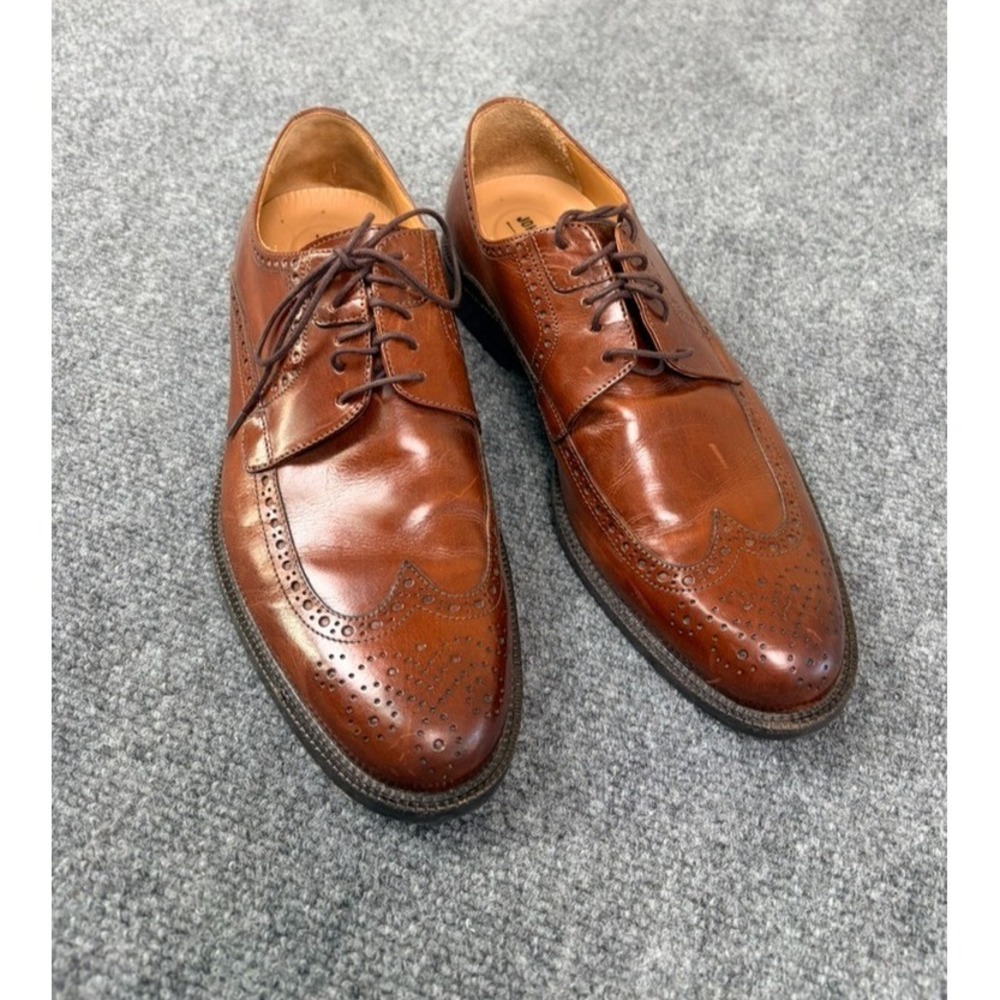 Johnston & Murphy Mens Wingtip Brown Oxford Dress Shoes 15-4630 Size 9 1/2 M